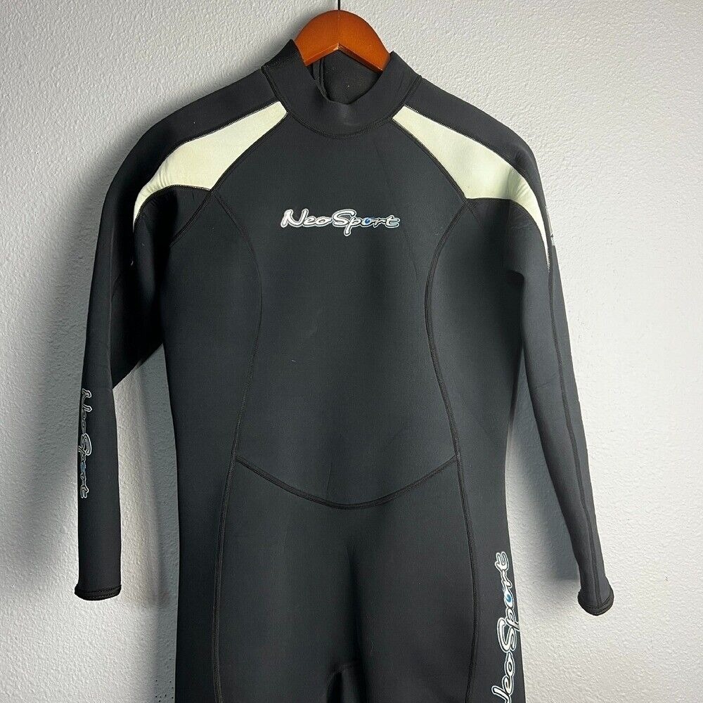 NeoSport Wetsuit Scuba Diving Snorkeling Full Body Suit Black White Size 10‎